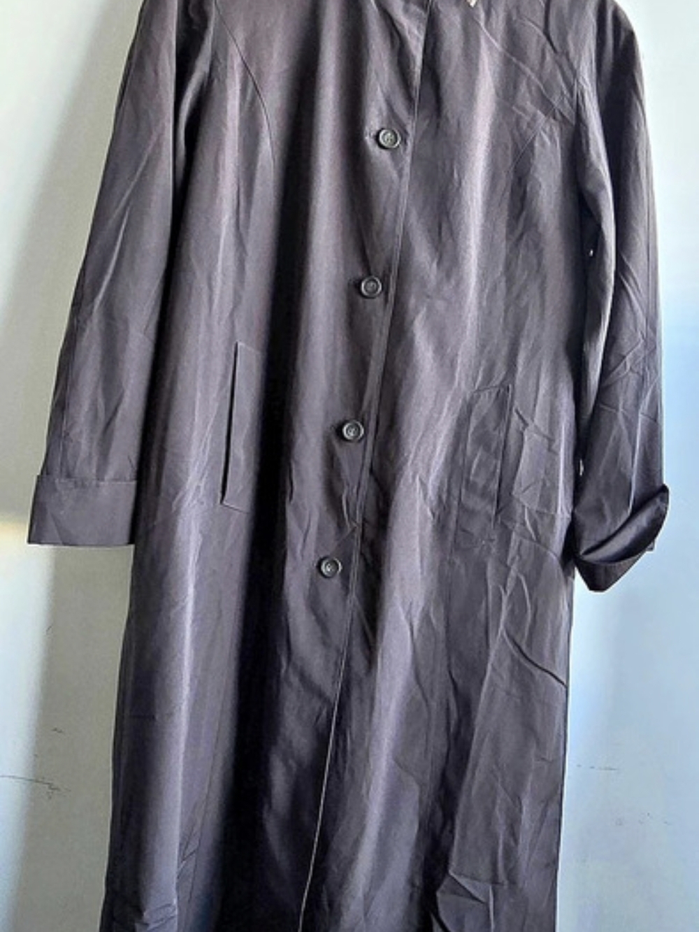 Fleet Street Hooded Long Raincoat in Chocolate Brown - Great Condition